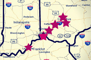 Jobs in Columbus Ohio, Dayton Ohio, Cincinnati Ohio, Louisville and Lexington, Kentucky and areas of Indiana.